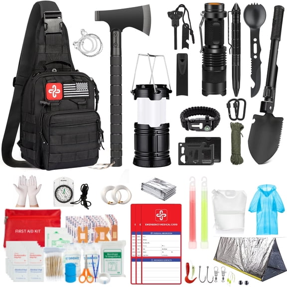 Survival Kit 260Pcs Survival Gear and Supplies for Camping Hiking Hunting Outdoor Adventure Professional Emergency Kit