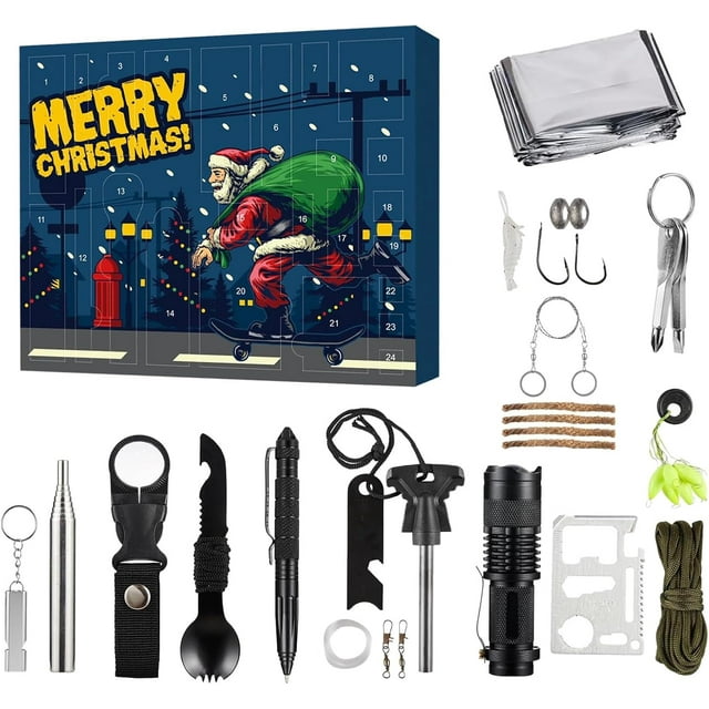 Survival Kit Advent Calendar 2024 for Men 24 Day Christmas Countdown