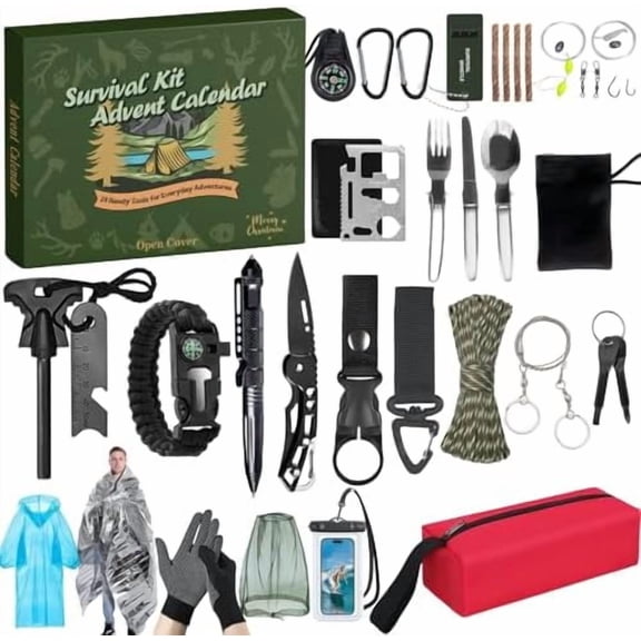 Survival Kit Advent Calendar for Men 2025, 24-Day Christmas Countdown with Outdoor Tools, for Men$$Home Decor, Kitchen, & Other