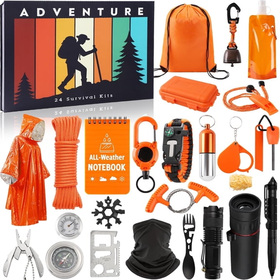 Survival Kit Advent Calendar for Men Women Adults- Survival Tools Advent Calendar for Teen - Surprise Gifts for Outdoor Enthusiasts