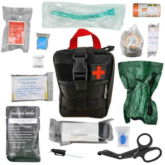 Survival Kit and First Aid Trauma Med Kit - Med Kit #4 - Black Emergency Kit