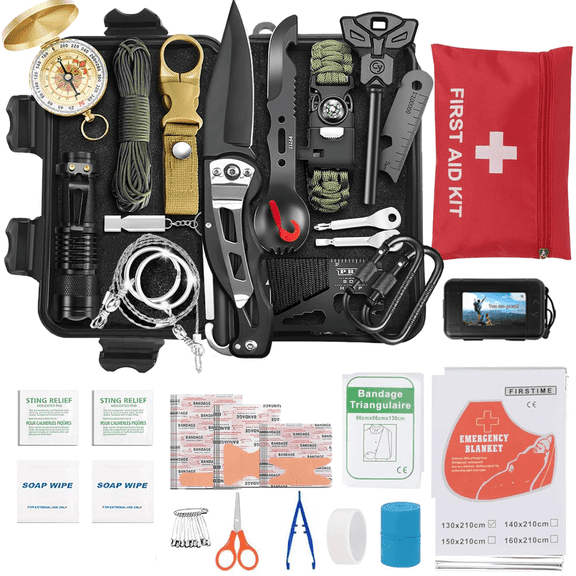 TEIPUERY Survival Kits 57 Pcs,Emergency Survival Gear Tools for Outdoor Camping, Hiking,Gifts for Men Dad Husband Teenage Boy