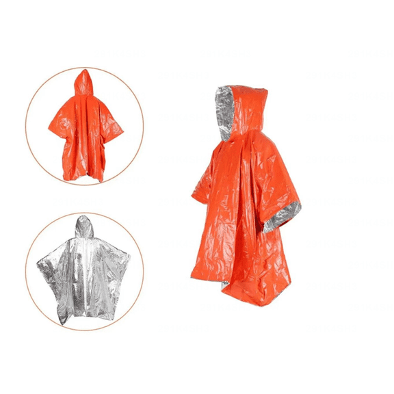 Survival Rain Poncho Emergency Mylar Space Blanket Camping Gear-Retain 90% of Body Heat Survival Gear for Survival Kits Camping Supplies Emergency Blankets