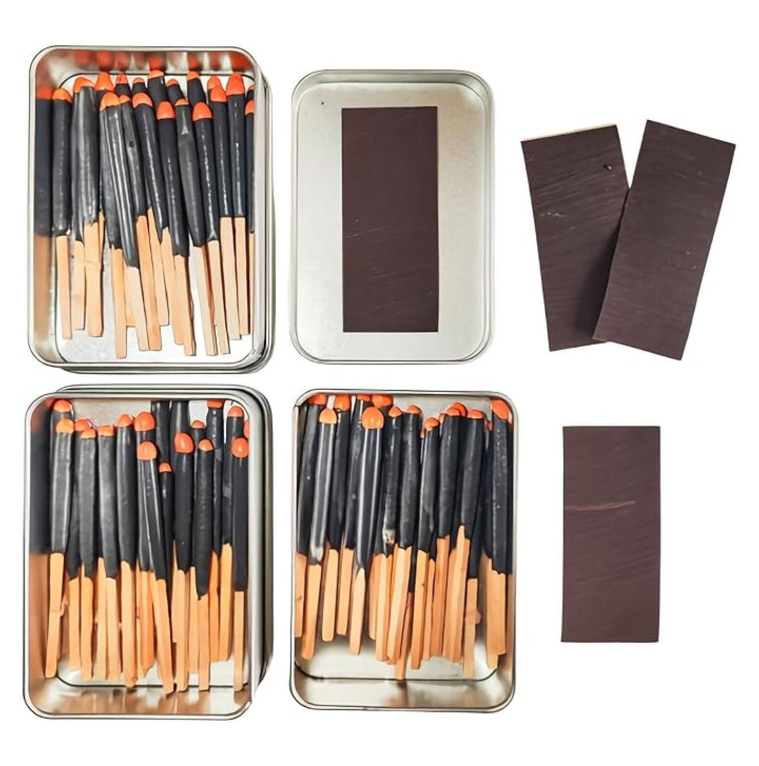 Survival Waterproof Matches Kit – 20/40/60 Fire Matches + Extra Striker in Metal Tin, Waxed Tinder Cords – Stormproof Windproof Fire Starter for Camping & Emergency (3 x Tin)