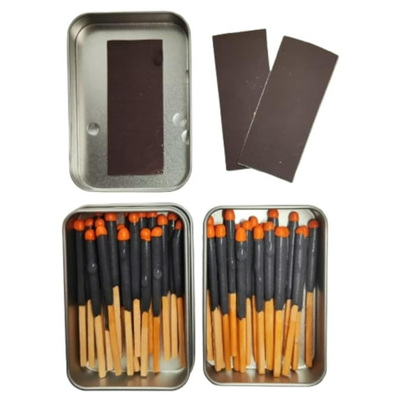 Camping Fire Starter Kit Waterproof & Stormproof Matches (20/40/60) + Metal Striker + Waxed Tinder Cords Windproof Survival Gear for Outdoor Emergency (2 x Tins)