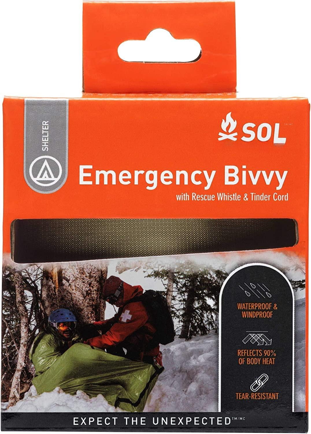 Survive Outdoors Longer 90% Emergency Bivvy - Comes With Whistle & Tinder Paracord Drawstring Add To Kit Hiking Gear Waterproof  Windproof Tear-resistant