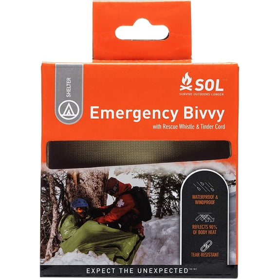 Survive Outdoors Longer Emergency Bivvy with Rescue Whistle, OD Green
