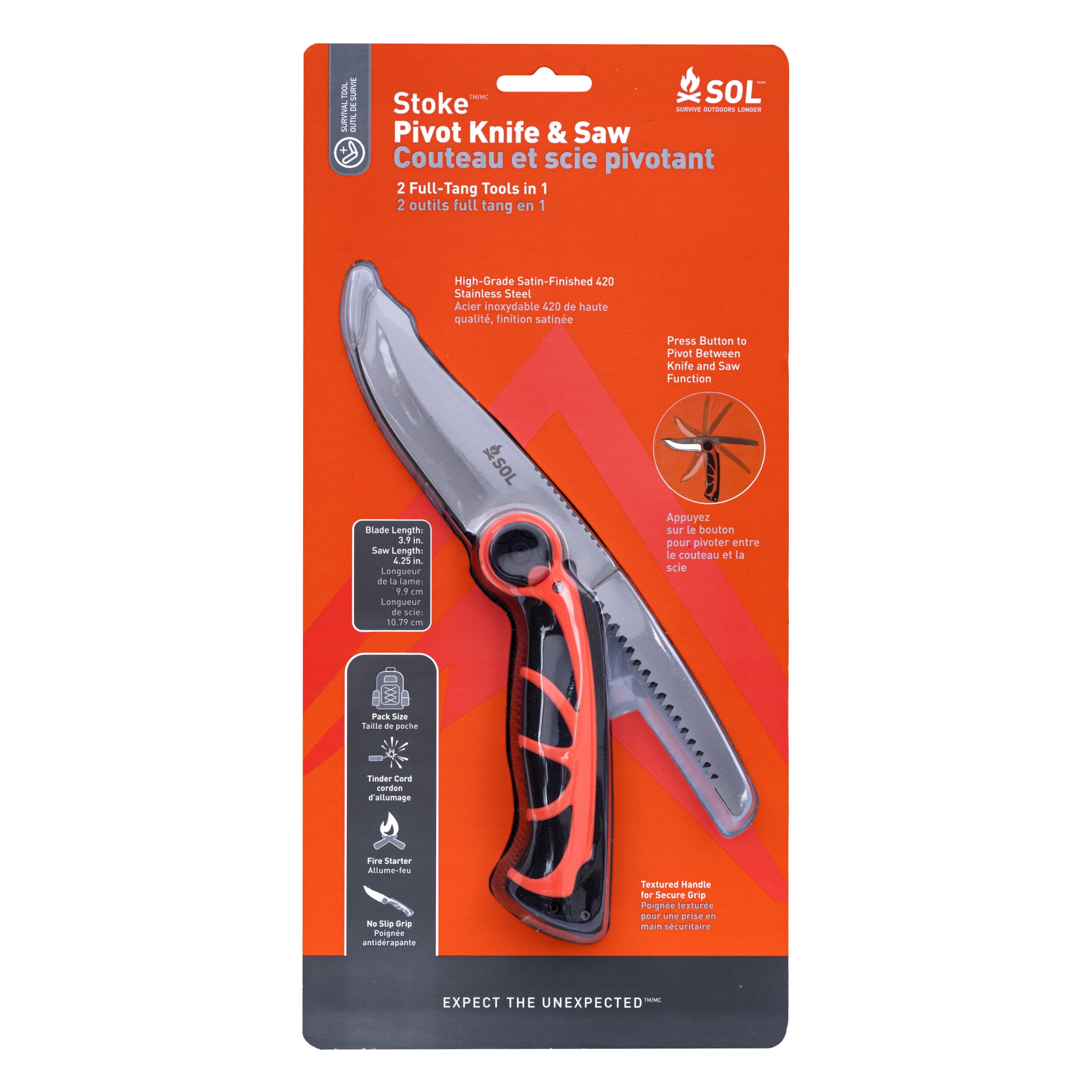 Survive Outdoors Longer® Stoke Survival Pivot Knife & Saw