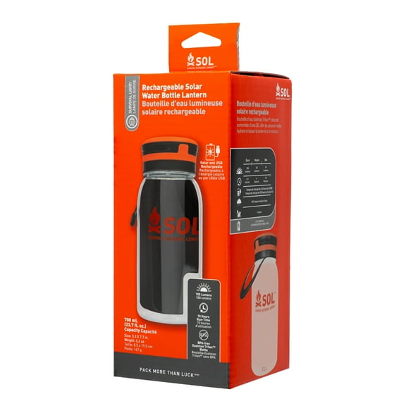 Survive Outdoors Longer Venture Solar Water Bottle Lantern, Clear