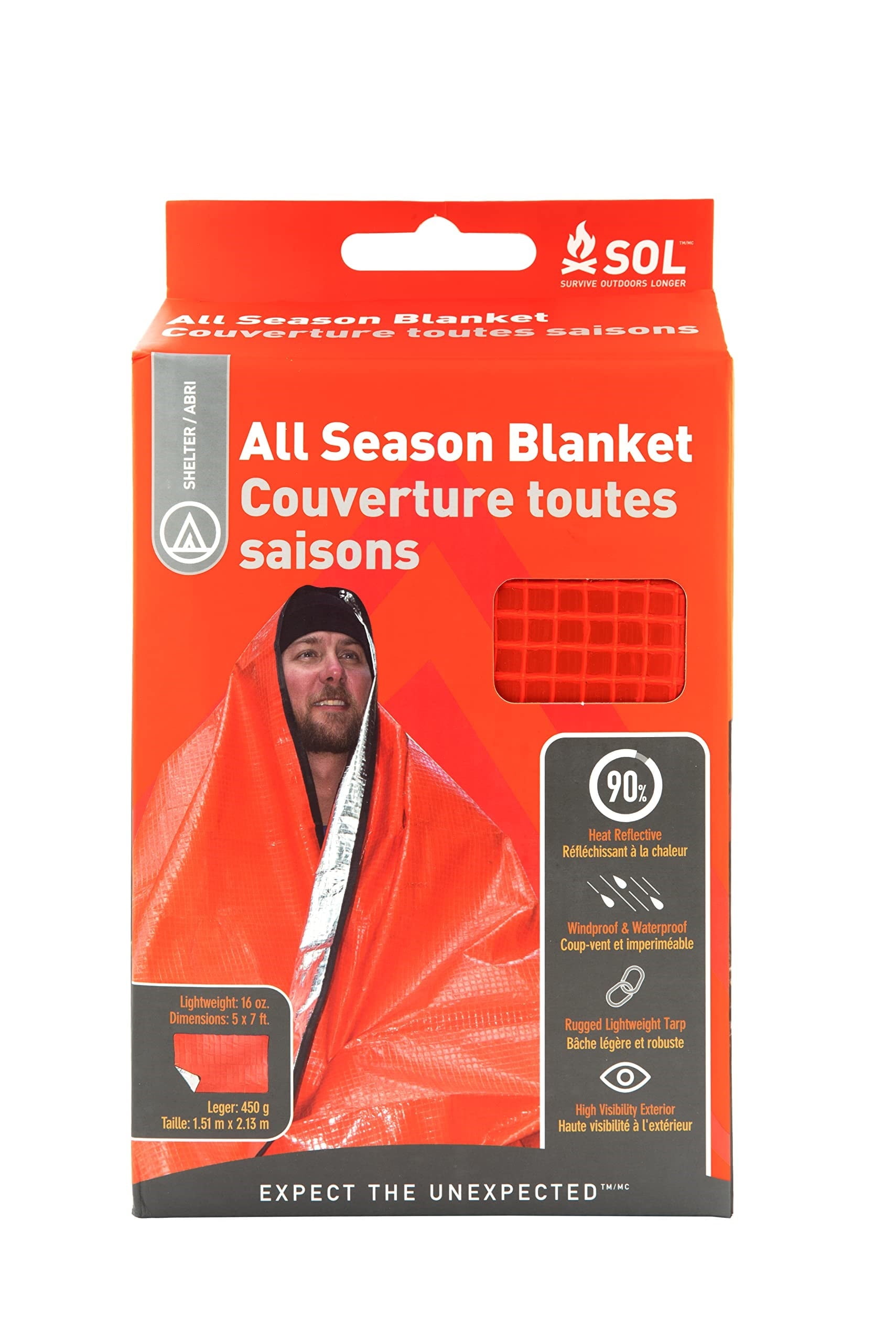 Survive Outdoors Longer Windproof All Season Blanket, 5 x 7 ft, 2.25 in