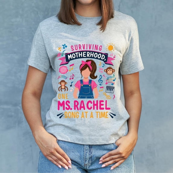 Surviving Motherhood One Ms Rachel Song at a Time Trendy Mom T-Shirt,Red color,size 3XL