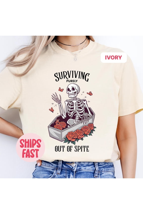Surviving Purely Out of Spite T-shirt – Goth Celestial & Bats Sweater, Perfect Boho Bat Lover Gothic Tee Now!! All Size S-5Xl
