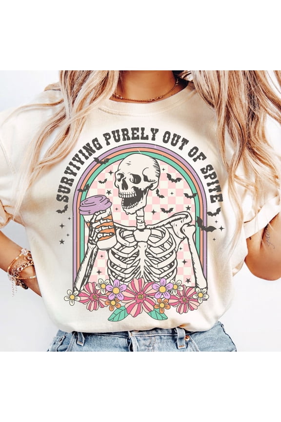 Surviving Purely Out of Spite T-shirt, Halloween T-shirt, Halloween Pumpkin Shirt, Spooky Season Png, Pumpkin Spice Shirt TH090616
