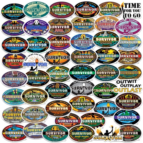 Survivor 50CT Vinyl Large Deluxe Stickers Variety Pack - Laptop, Water Bottle, Scrapbooking, Tablet, Skateboard, Indoor/Outdoor - Set of 50