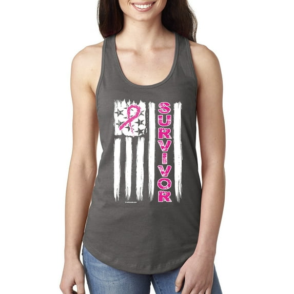 Survivor Awareness Flag Awareness Ladies Racerback Tank Top, Dark Grey, Medium