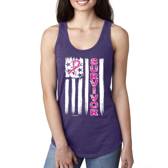 Survivor Awareness Flag Awareness Ladies Racerback Tank Top, Purple Rush, Large