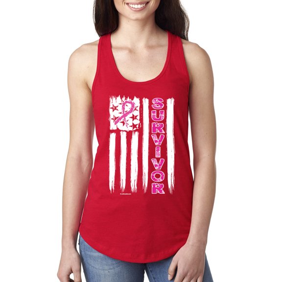 Survivor Awareness Flag Awareness Ladies Racerback Tank Top, Red, Medium