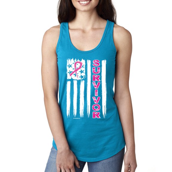 Survivor Awareness Flag Awareness Ladies Racerback Tank Top, Turquoise, X-Large