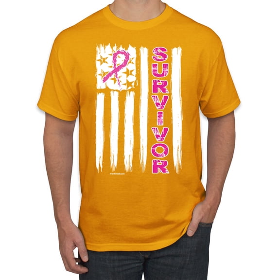 Survivor Awareness Flag Awareness Men's Graphic T-Shirt, Gold, Large