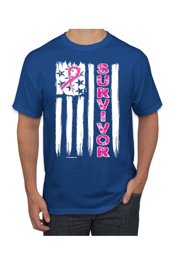 Survivor Awareness Flag Awareness Men's Graphic T-Shirt, Royal, Small