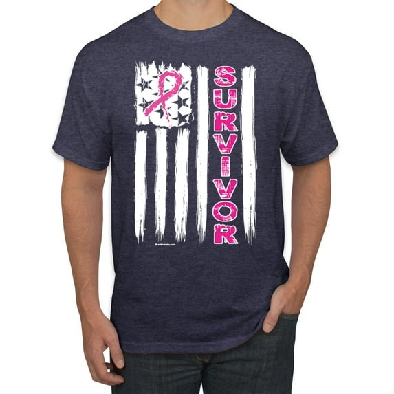 Survivor Awareness Flag Awareness Men's Graphic T-Shirt, Vintage Heather Navy, 3XL
