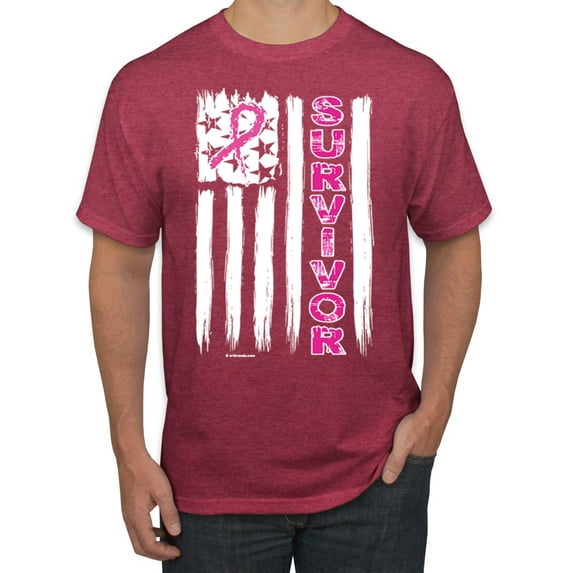 Survivor Awareness Flag Awareness Men's Graphic T-Shirt, Vintage Heather Red, Large