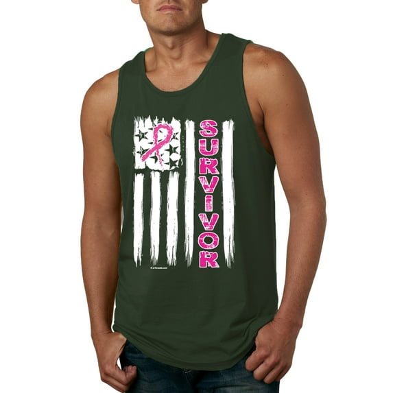 Survivor Awareness Flag Awareness Mens Graphic Tank Top, Forest Green, Small