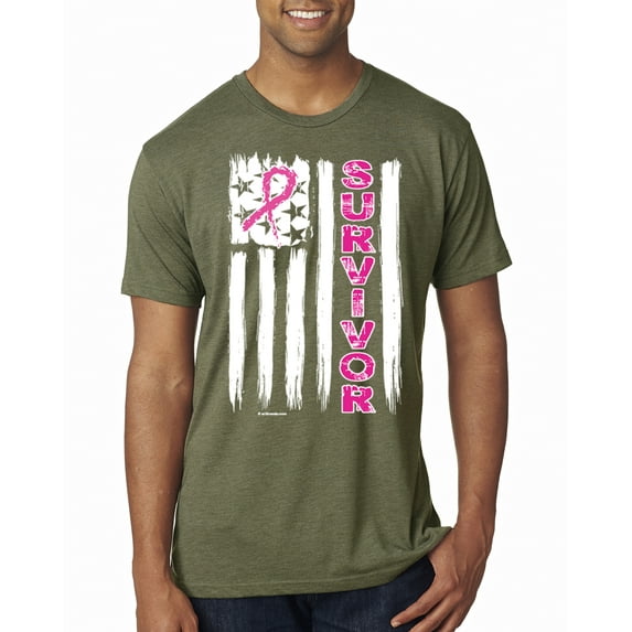 Survivor Awareness Flag Awareness Mens Premium Tri Blend T-Shirt, Military Green, Medium