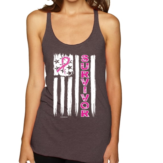 Survivor Awareness Flag Awareness Tri-Blend Racerback Tank Top, Brown, Large