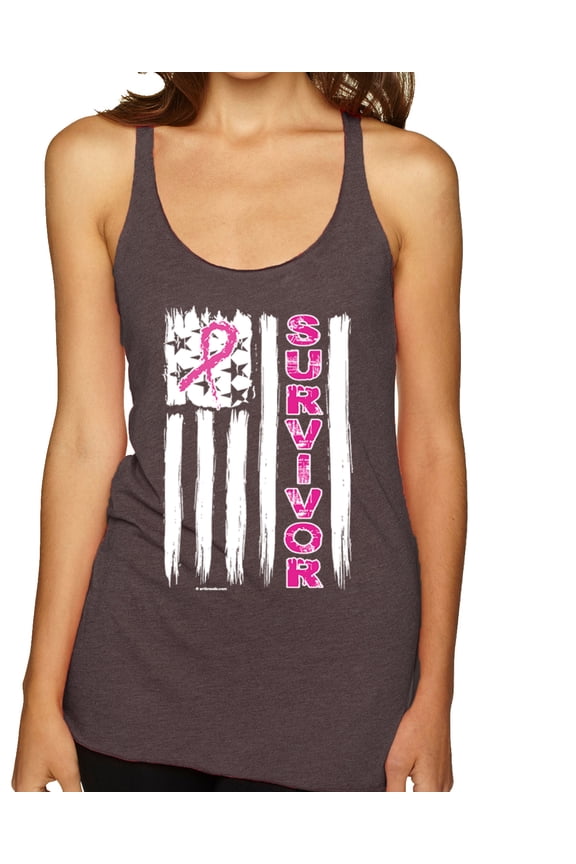 Survivor Awareness Flag Awareness Tri-Blend Racerback Tank Top, Brown, X-Large