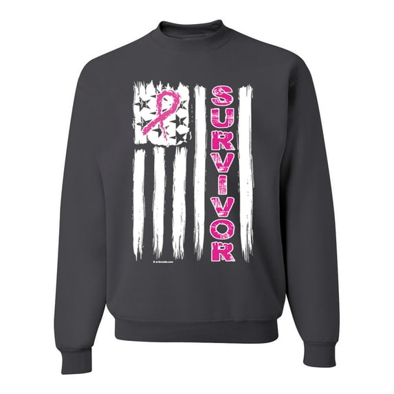 Survivor Awareness Flag Awareness Unisex Crewneck Graphic Sweatshirt, Charcoal, 3XL