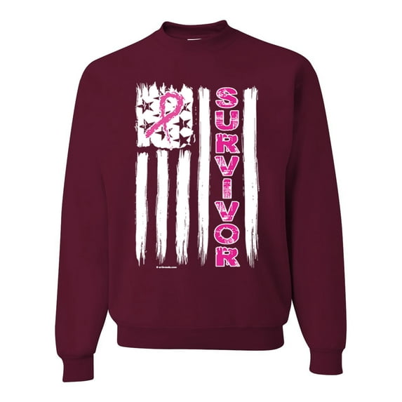 Survivor Awareness Flag Awareness Unisex Crewneck Graphic Sweatshirt, Maroon, 3XL