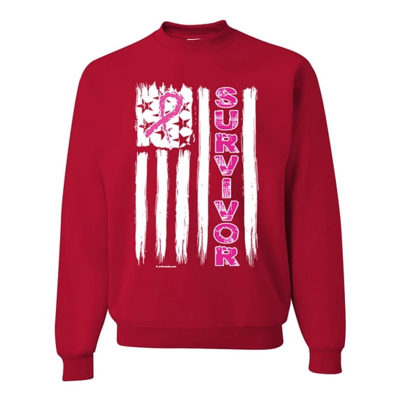 Survivor Awareness Flag Awareness Unisex Crewneck Graphic Sweatshirt, Red, Medium