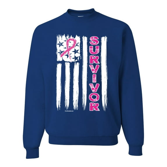 Survivor Awareness Flag Awareness Unisex Crewneck Graphic Sweatshirt, Royal, 3XL