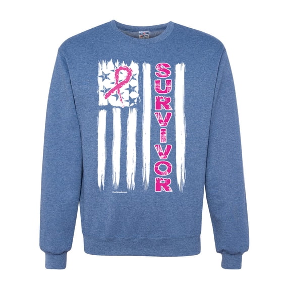 Survivor Awareness Flag Awareness Unisex Crewneck Graphic Sweatshirt, Vintage Heather Blue, X-Large