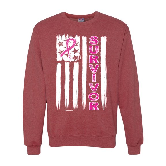Survivor Awareness Flag Awareness Unisex Crewneck Graphic Sweatshirt, Vintage Heather Red, X-Large