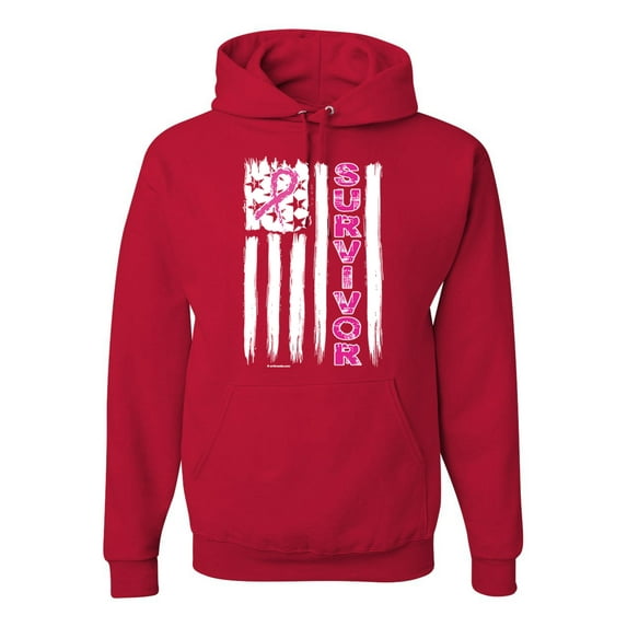 Survivor Awareness Flag Awareness Unisex Graphic Hoodie Sweatshirt, Red, 2XL