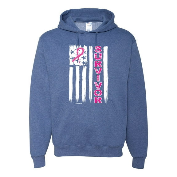 Survivor Awareness Flag Awareness Unisex Graphic Hoodie Sweatshirt, Vintage Heather Blue, X-Large