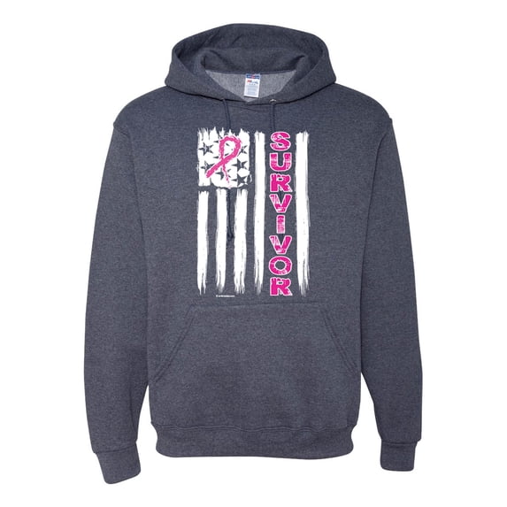 Survivor Awareness Flag Awareness Unisex Graphic Hoodie Sweatshirt, Vintage Heather Navy, 2XL