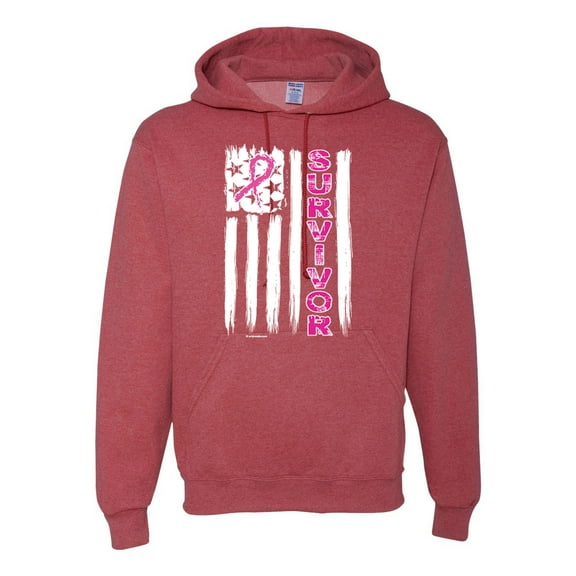 Survivor Awareness Flag Awareness Unisex Graphic Hoodie Sweatshirt, Vintage Heather Red, Large