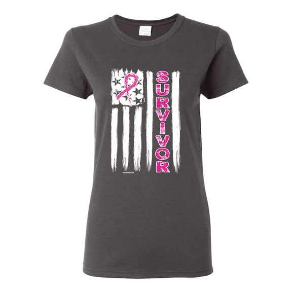 Survivor Awareness Flag Awareness Womens Graphic T-Shirt, Charcoal, Large