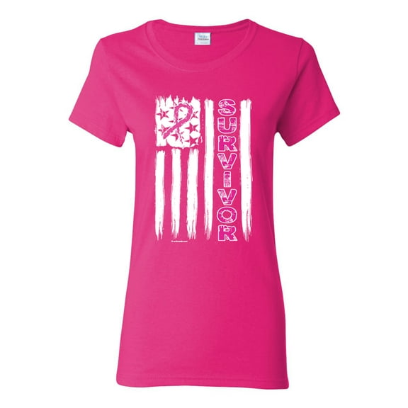Survivor Awareness Flag Awareness Womens Graphic T-Shirt, Fuschia, Medium
