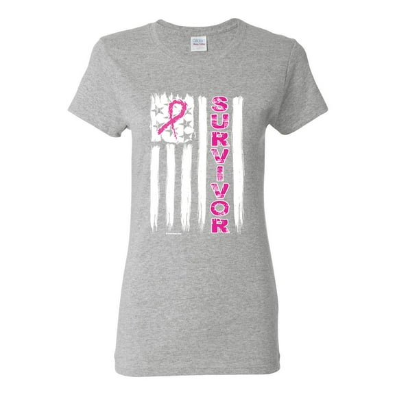 Survivor Awareness Flag Awareness Womens Graphic T-Shirt, Heather Grey, Medium