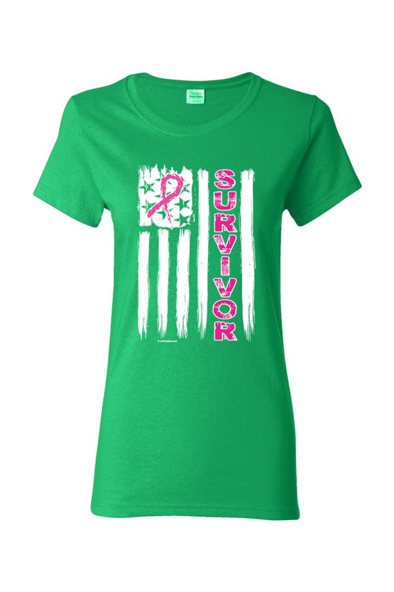 Survivor Awareness Flag Awareness Womens Graphic T-Shirt, Kelly, 3XL