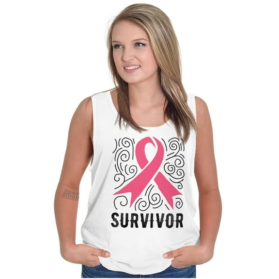 Survivor Breast Cancer Pink Ribbon Tank Top Tee Shirt Women Brisco Brands S
