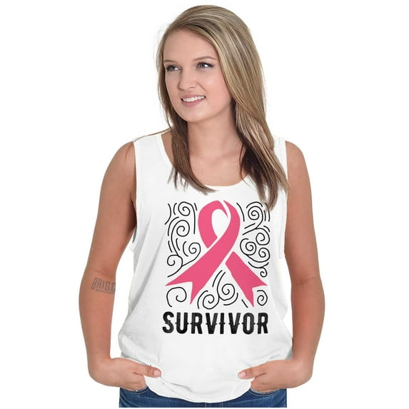 Survivor Breast Cancer Pink Ribbon Tank Top Tee Shirt Women Brisco Brands S