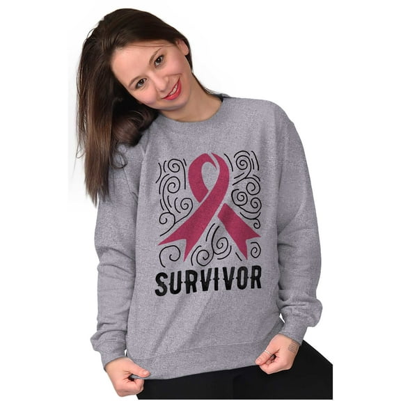 Survivor Breast Cancer Pink Ribbon Women Plus Size Crewneck Sweatshirt Brisco Brands 5X