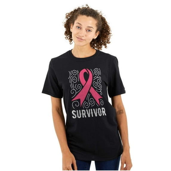 Survivor Breast Cancer Pink Ribbon Women's Graphic T Shirt Tees Brisco Brands S