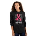thumbnail image 1 of Survivor Breast Cancer Pink Ribbon Women's Long Sleeve T Shirt Brisco Brands M, 1 of 6