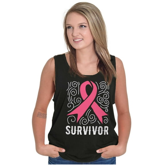 Survivor Breast Cancer Pink Ribbon Womens Plus Size Graphic Tank Top Brisco Brands 2X